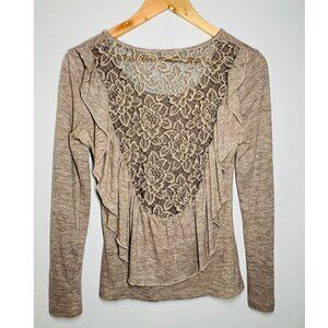Hazel boho Long Sleeves Tan Floral Top Size M